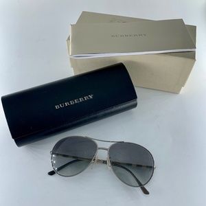 Burberry 57mm Round Metal Aviator Sunglasses